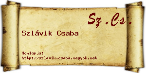 Szlávik Csaba névjegykártya